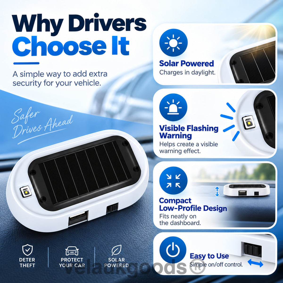 Compact Solar Anti-Theft LED Flashing Lamp