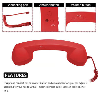 Retro Telephone Handset Earphone with Adjustable Volume