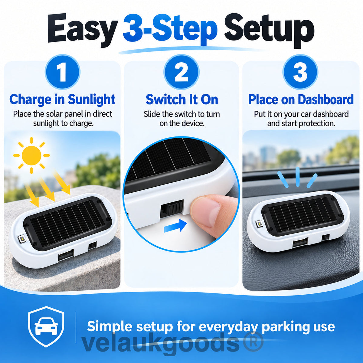 Compact Solar Anti-Theft LED Flashing Lamp