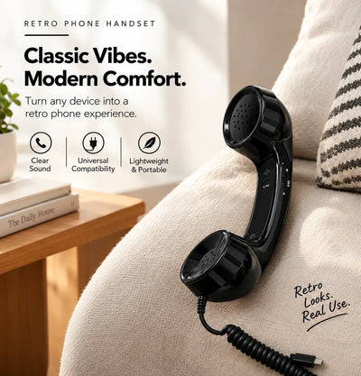 Retro Telephone Handset Earphone with Adjustable Volume